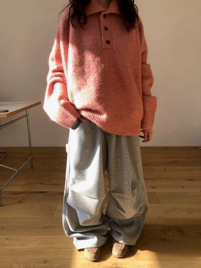 層疊口袋 降落傘 空氣棉 寬版棉褲 - 4C11