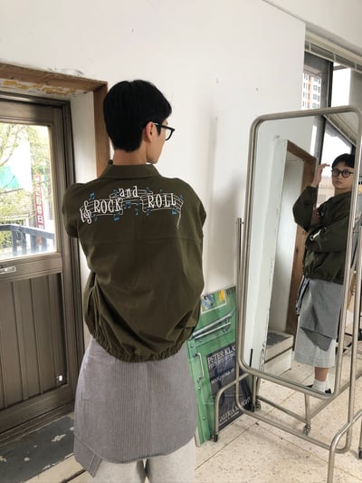 Rock & Roll 街頭噴漆 懷舊工業風  工裝夾克 - 3C12