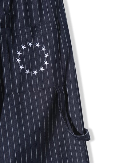 紐約型男 眾星刺繡 單層褶皺 條紋 牛仔寬褲 - 2C23