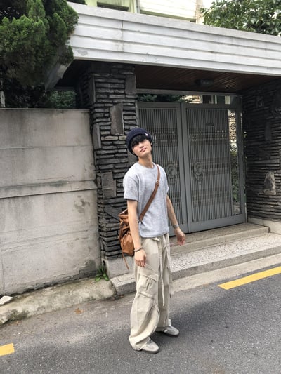 極致街頭 掛繩造型 工裝口袋 立體抓皺 寬鬆長褲 - 3C20