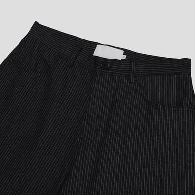 歐美街頭指標 高級補丁 工裝 牛仔條文寬褲 - 1C18