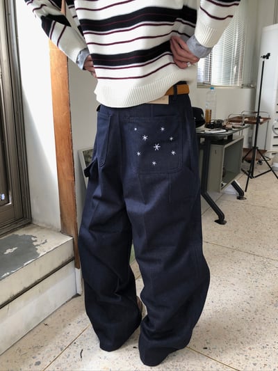 倫敦街頭 星辰大海 高級印染 原牛 寬褲 - 1C1