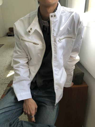 夏天街頭 輕薄 類尼龍 反光 機車夾克 - 3C8