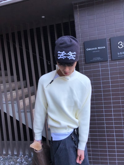 半高領 側邊拉鍊 修身短版 高檔毛衣 - 4C12