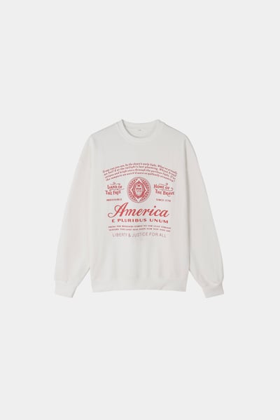 (象牙白,燕麥色現貨) (Unisex) America 美式印刷 大學T - 5C20