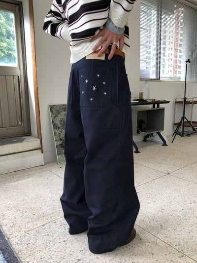 倫敦街頭 星辰大海 高級印染 原牛 寬褲 - 1C6