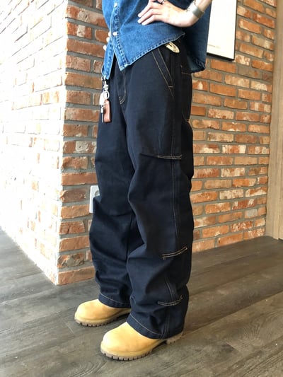 倫敦之眼 三層抓皺 短縫線 原牛 微寬褲 - 1C5