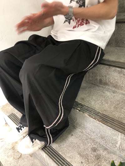 微反光 印第安條紋 涼感 尼龍寬褲 - 3C12