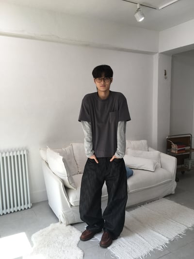 短版 素面 層疊配色穿搭 薄長袖 - 4C8