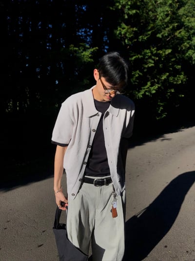 漢南洞 高檔幹練 圈紗針織 短版 開襟衫 - 6C14