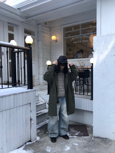 冰原歷險 漸層水洗 抓皺 寬版 牛仔褲 - 1C15