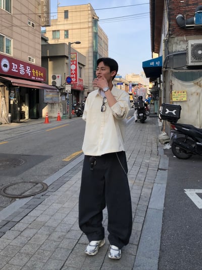 ASH 街頭休閒 特殊曲線 長版 寬褲 - 2C12