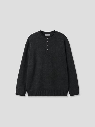 層疊配色 亨利領 寬鬆 毛衣 - 4C17