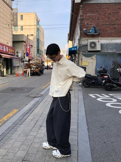 ASH 街頭休閒 特殊曲線 長版 寬褲 - 2C16