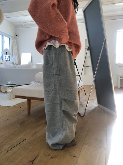 層疊口袋 降落傘 空氣棉 寬版棉褲 - 4C9