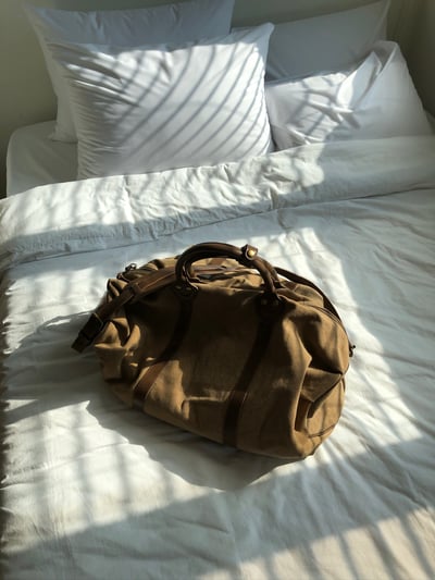 高質感 帆布皮革 大容量 旅行包 - 2C8