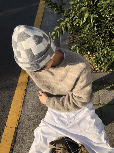 方格紋 休閒街頭 經典毛帽 - 1C2