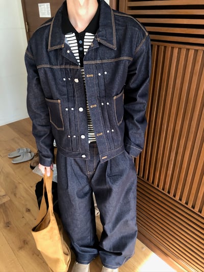 秋冬首選 卯釘細節 多層褶皺 短版 原牛外套 (set-up) - 2C5