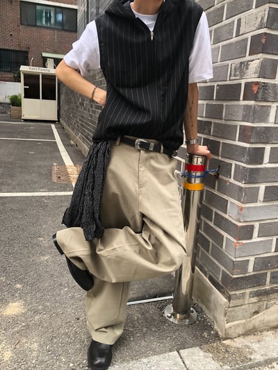 ASH 街頭休閒 特殊曲線 長版 寬褲 - 2C20