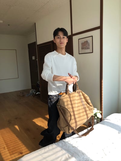 高質感 帆布皮革 大容量 旅行包 - 2C15