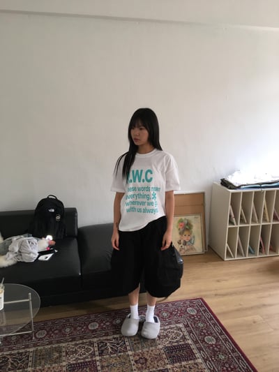 歐式文藝配色 滿版印刷 短版 短袖 上衣 - 3C10
