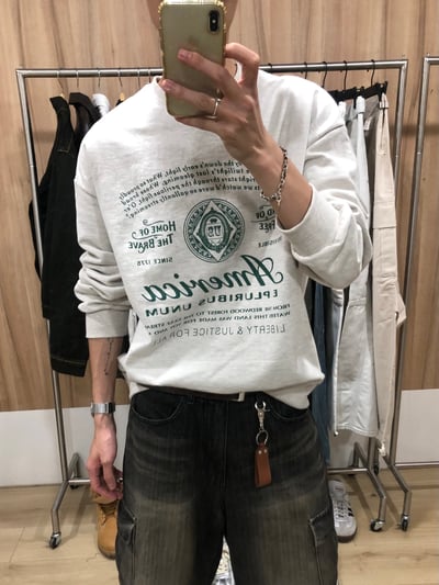 (象牙白,燕麥色現貨) (Unisex) America 美式印刷 大學T - 5C2