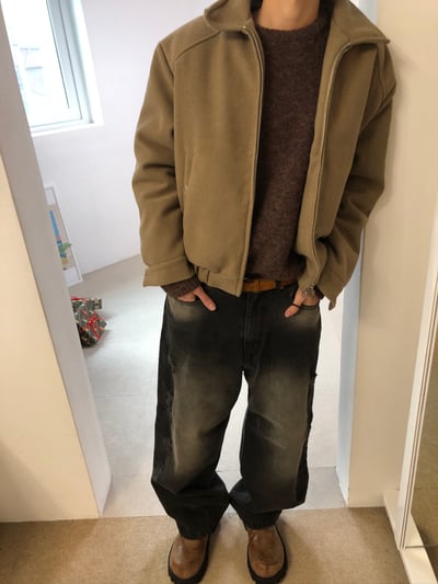 微妙復古 漸層水洗 破壞 牛仔 寬褲 - 2C12