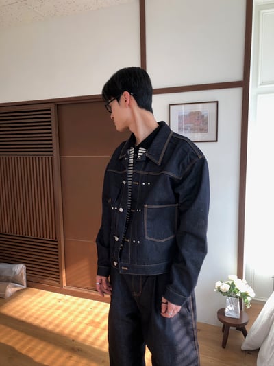 秋冬首選 卯釘細節 多層褶皺 短版 原牛外套 (set-up) - 2C17