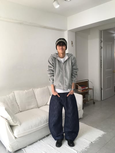 雲朵刺繡 渲染設計 牛仔寬褲 - 2C13