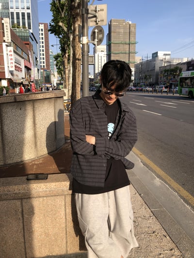 街頭慵懶風 透視薄款 涼感 格紋 長袖襯衫 - 4C20