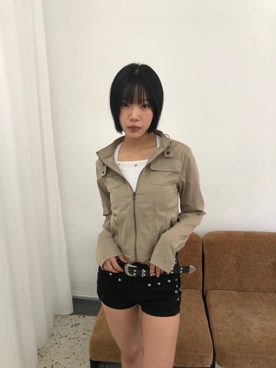 夏季涼感棉料 修身效果 短版 機車夾克 - 2C13