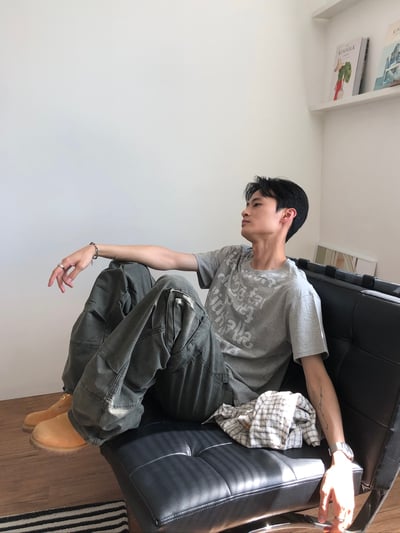 日式工廠小哥 雙重工裝 復古水洗 寬褲 - 3C2