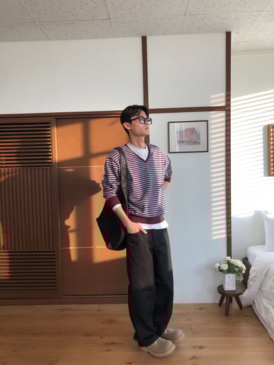 率性街頭 口袋印刷設計 牛仔寬褲 - 2C14