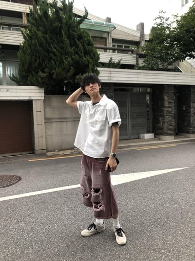酷夏涼感 做舊水洗 破壞牛仔 7分褲 - 3C7