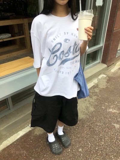 Costa 可愛街頭 印刷設計 寬版 短袖 上衣 - 3C4