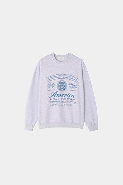 (象牙白,燕麥色現貨) (Unisex) America 美式印刷 大學T - 5C23
