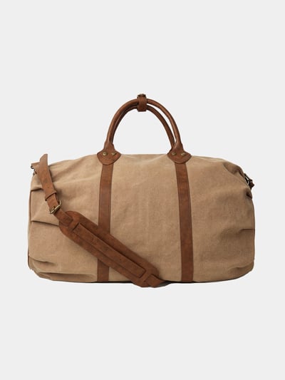 高質感 帆布皮革 大容量 旅行包 - 2C17