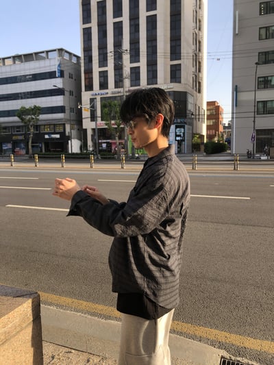 街頭慵懶風 透視薄款 涼感 格紋 長袖襯衫 - 4C14