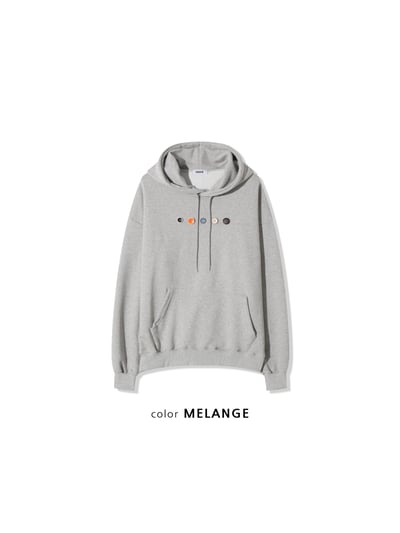 街頭鬆弛 多色鈕扣 寬版 帽T 長袖 - 3C19