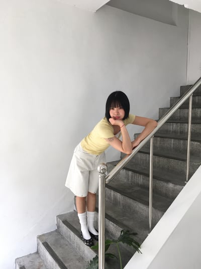 深V領 純慾天花板 夏季修身 豎紋短袖 - 5C16
