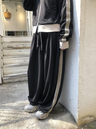 印地安格紋 文藝感 運動配色套裝 寬版 長褲 - 3C6