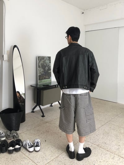 歐美街頭 經典格紋 百慕達 工裝 棉短褲 - 2C4