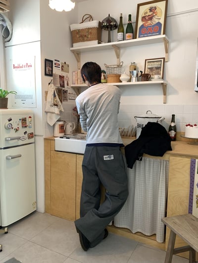 韓國新潮流 雙件式 層疊配色 橫條紋 薄長袖 - 3C5