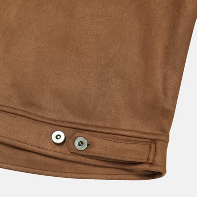 簡約幹練 絨面革 名牌質感 短版 神衣 夾克 - 2C25