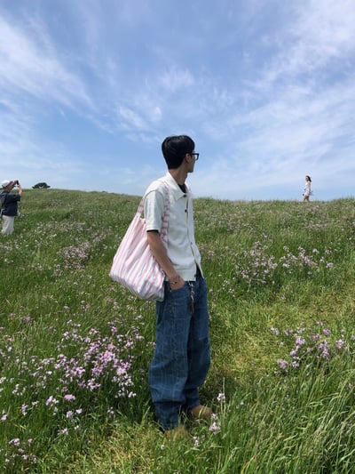 Baggy 牛津街頭 水波格紋 牛仔寬褲 - 1C16