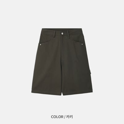 (UNISEX) 鉚釘刺繡 卡彭特短褲 - 3C18