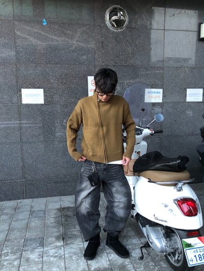 韓系休閒 漸層水洗 寬版 牛仔褲 - 3C16