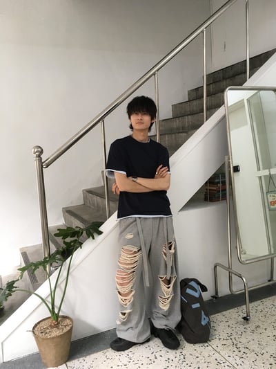不規則收邊 假兩件 短版 素面短袖 - 5C10