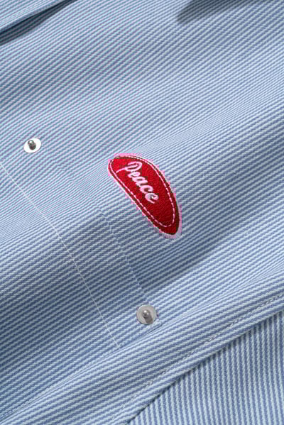 Peace 極簡主義 細條紋 短袖 牛仔襯衫 (set - up) - 2C18