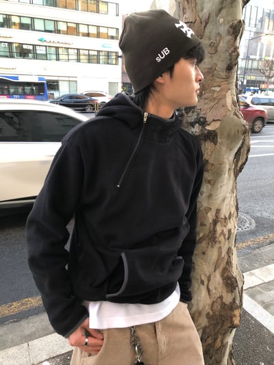 獨特配色 運動風 刷毛 帽T - 4C8